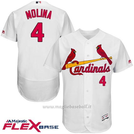 Maglia Baseball Uomo St. Louis Cardinals Yadier Molina Bianco Majestic Autentico Collezione Flex Base Bianco